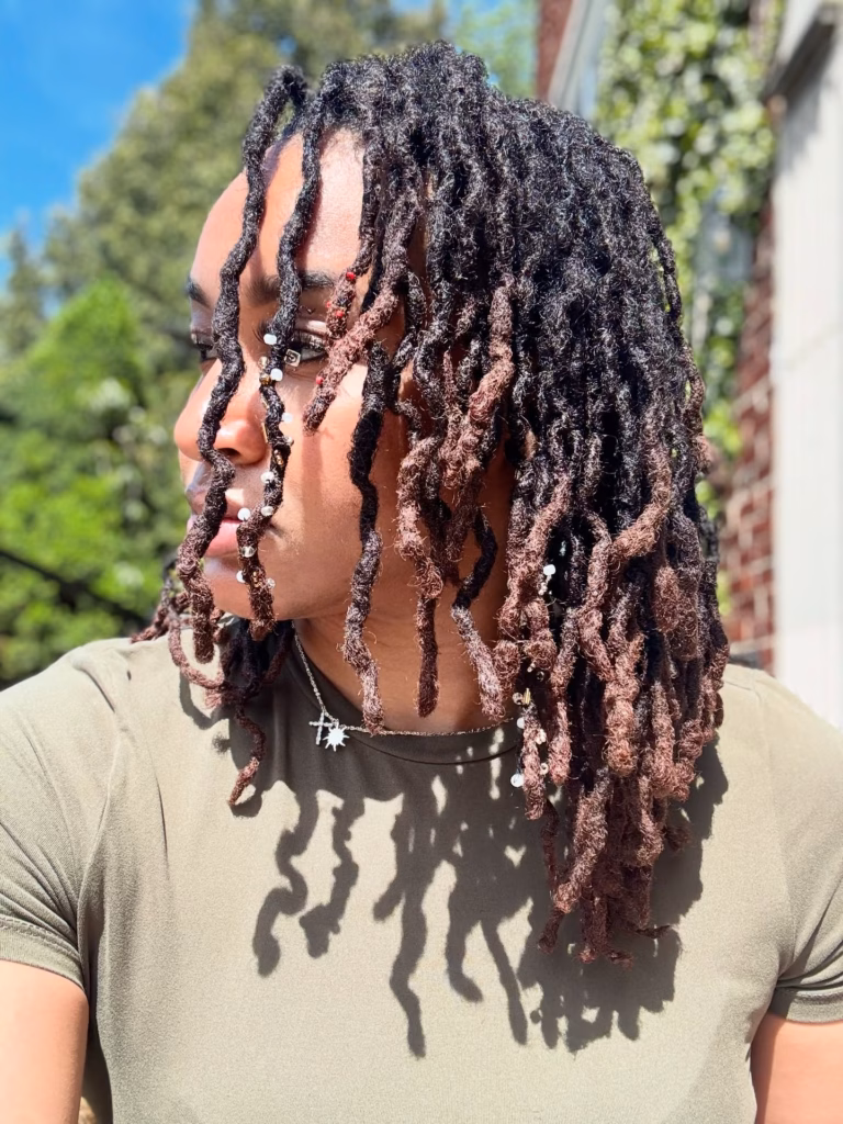 Black to Brown Ombre Locs with Beads