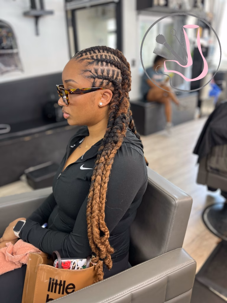 Cornrow Top With Long Ombre Loc Ponytail
