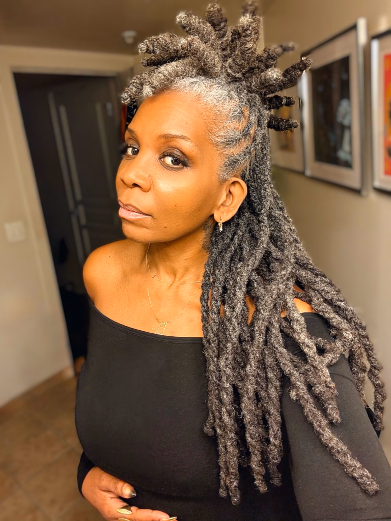 Grey Loc Hawk with Curly Ends