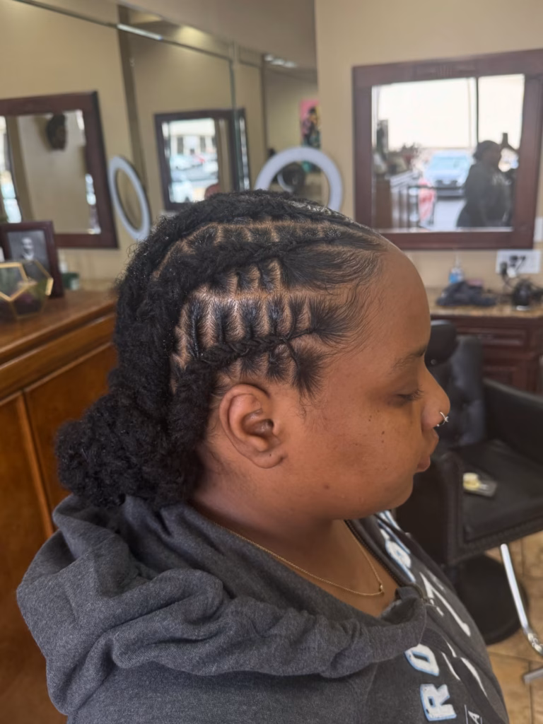 Locs Low Bun with Horizontal Flat Twist Sides