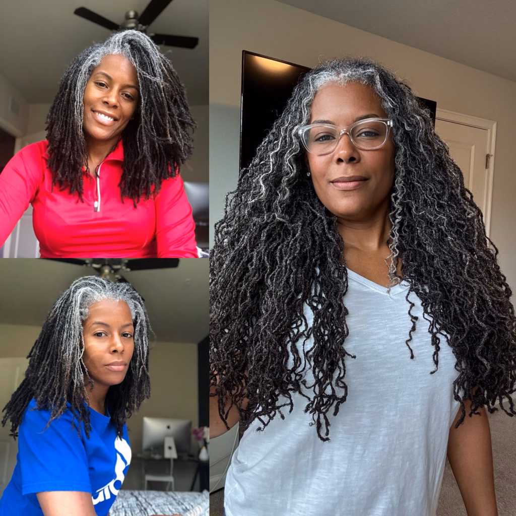 Long Black and Silver Freeform Locs