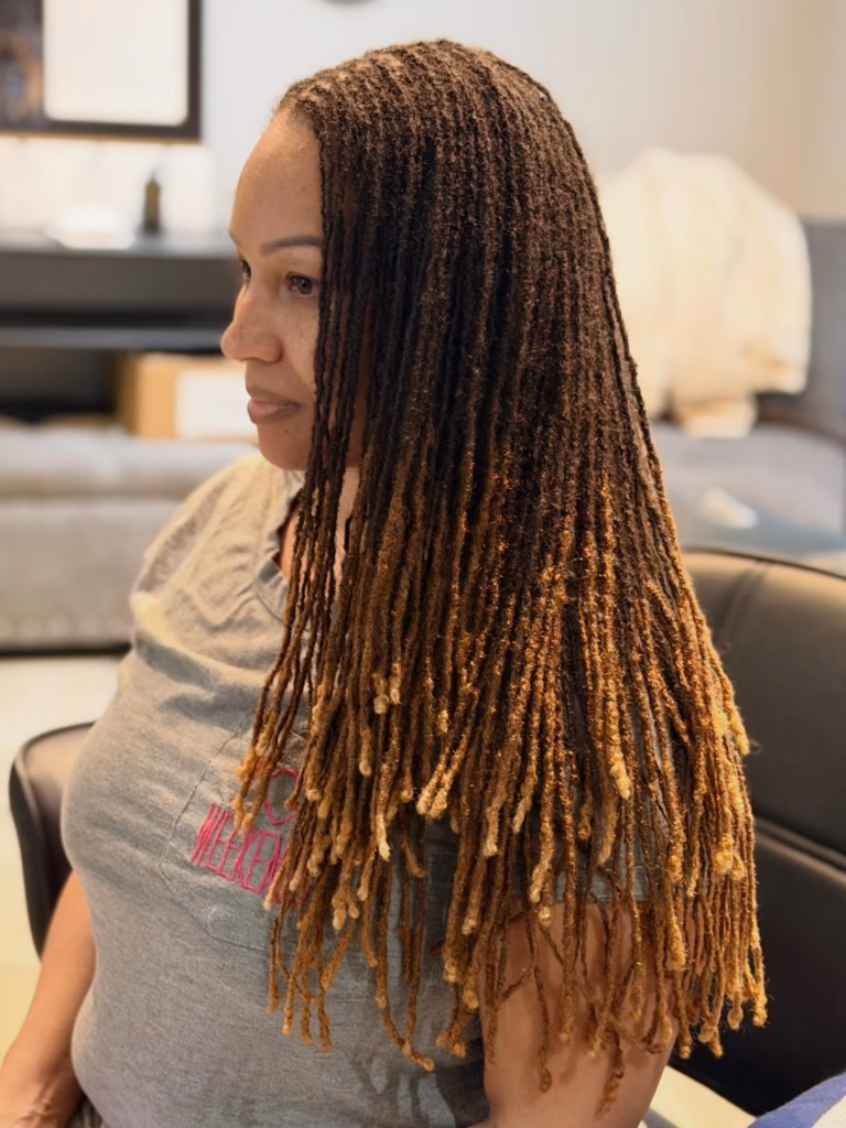 Long Ombre Sisterlocks with Blonde Tips