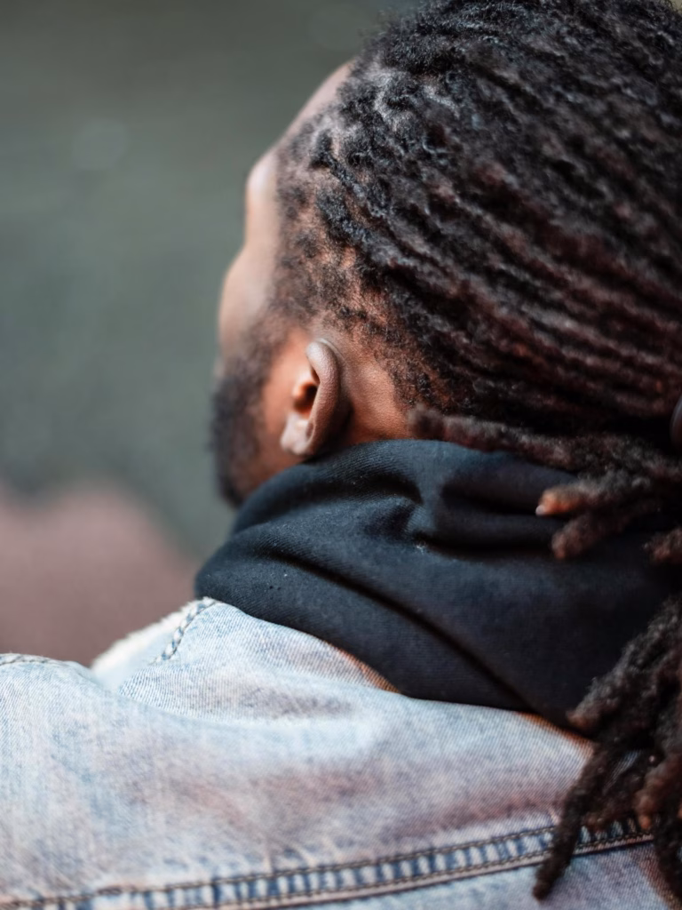 Men's Medium Sisterlocks with Natural Brown Fade
