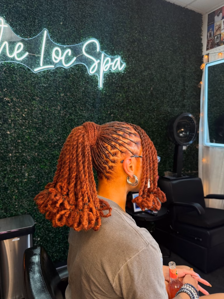 Rust Orange Double Pigtail Locs