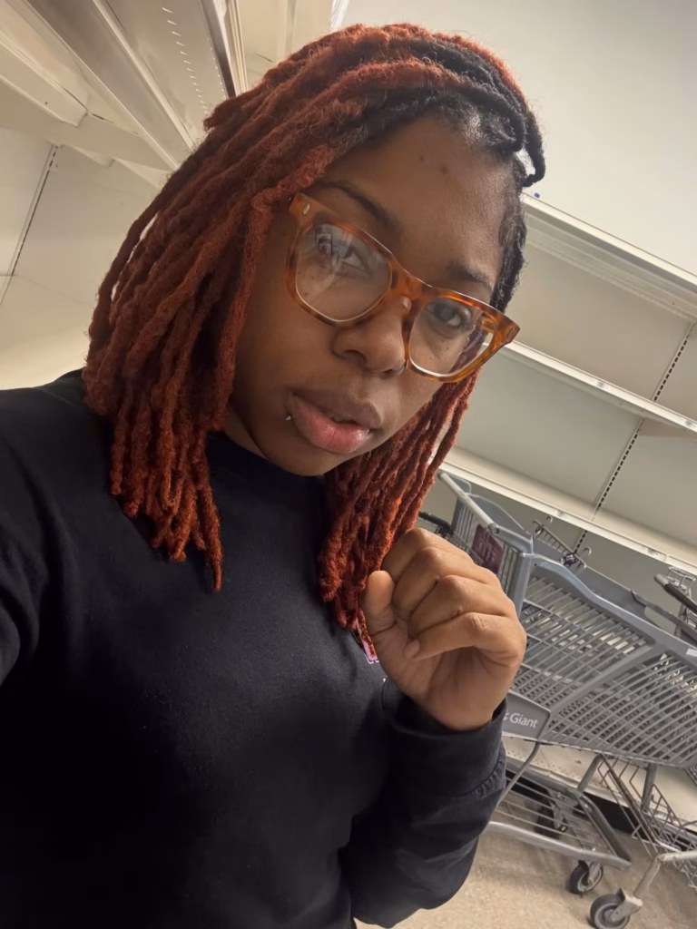 Rust Red Locs With Amber Tortoiseshell Frames