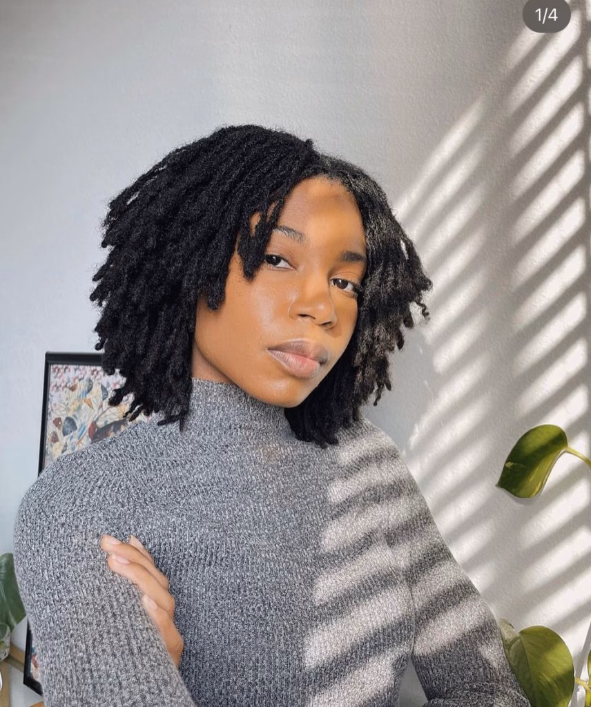 Short Bob Length Locs Worn Loose and Natural