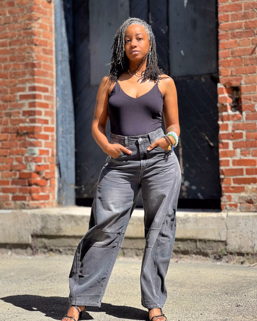 Short Silver Locs with Street Style Flair