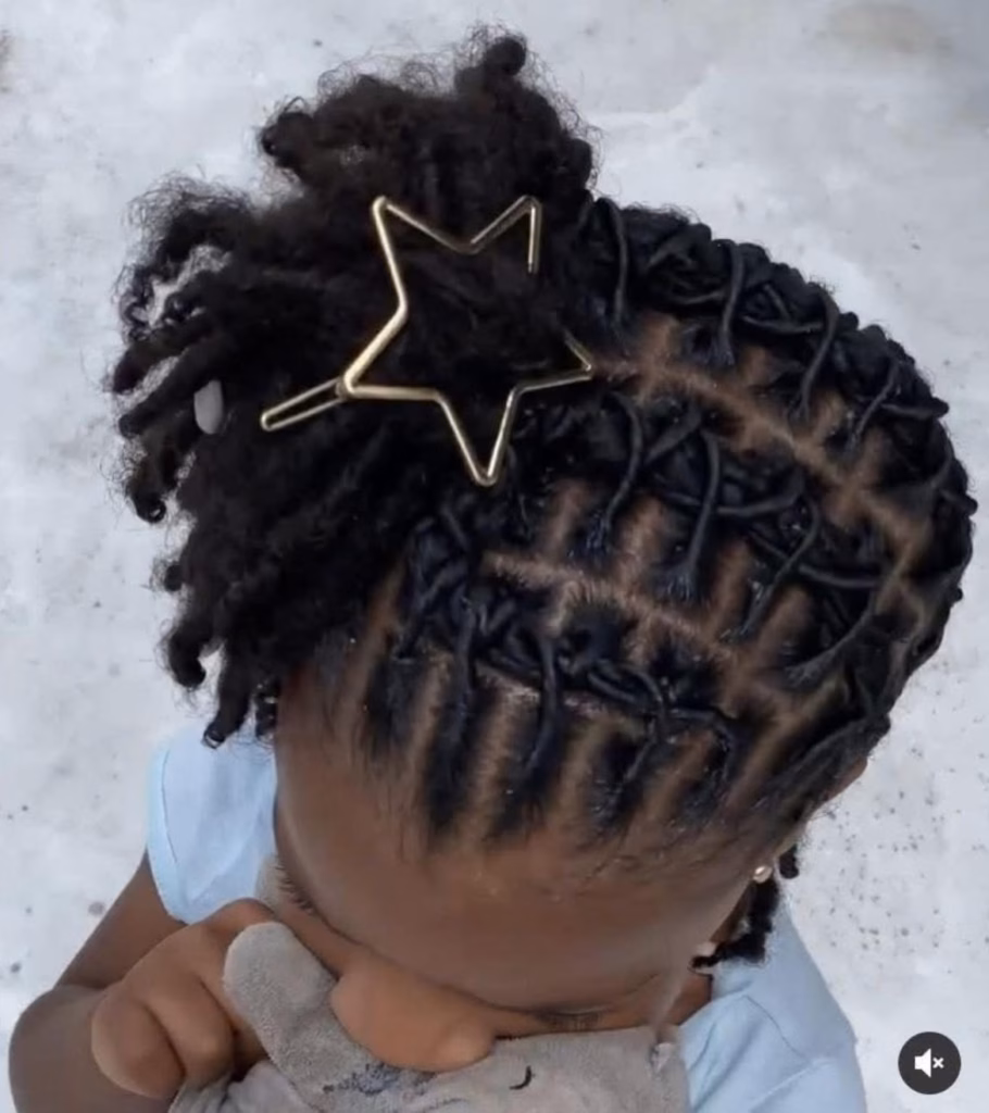 Toddler Starter Locs with Gold Star Hair Clip