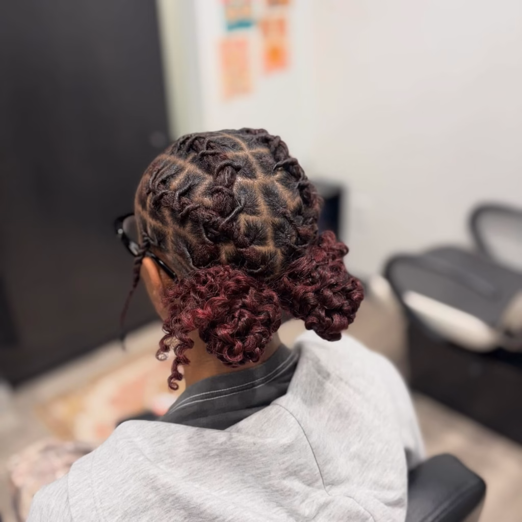 curly loc bun