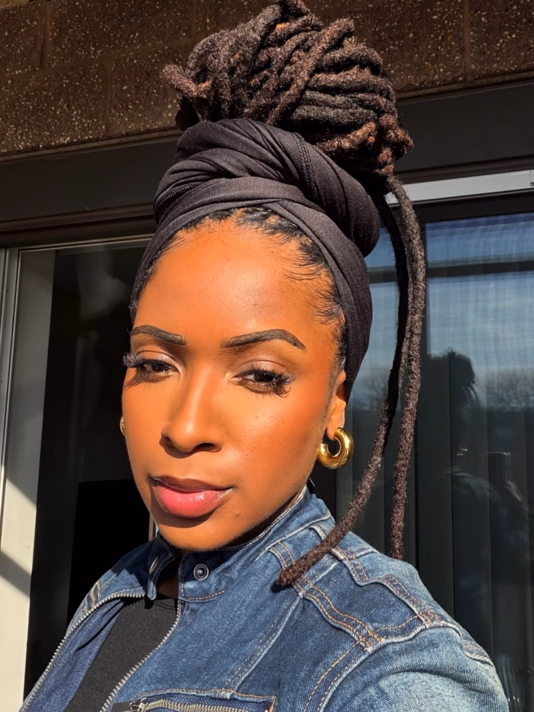 locs bun with scarf