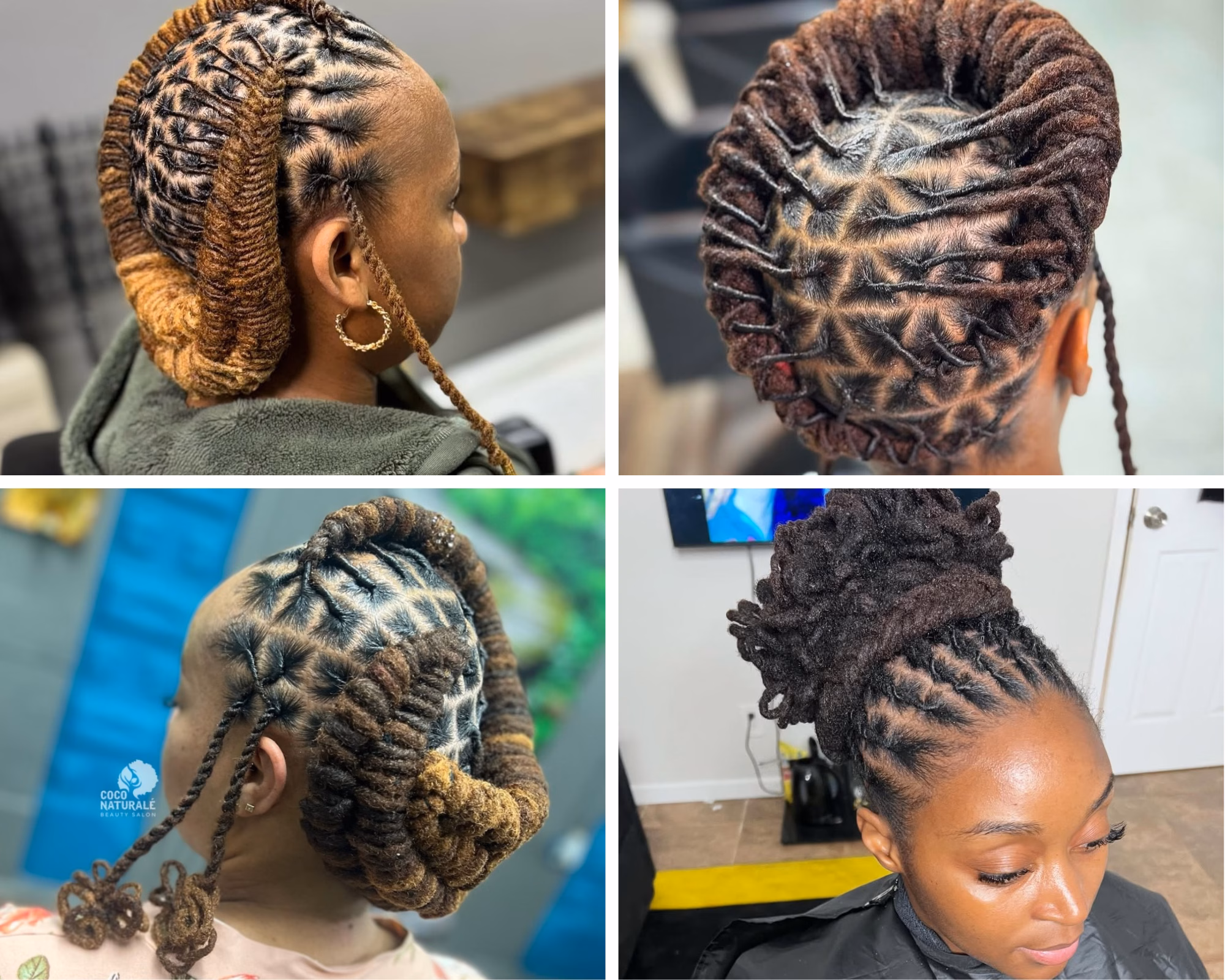 locs crown braid updo styles