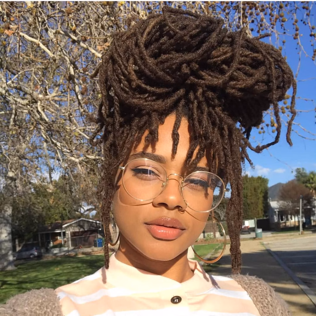 messy locs bun