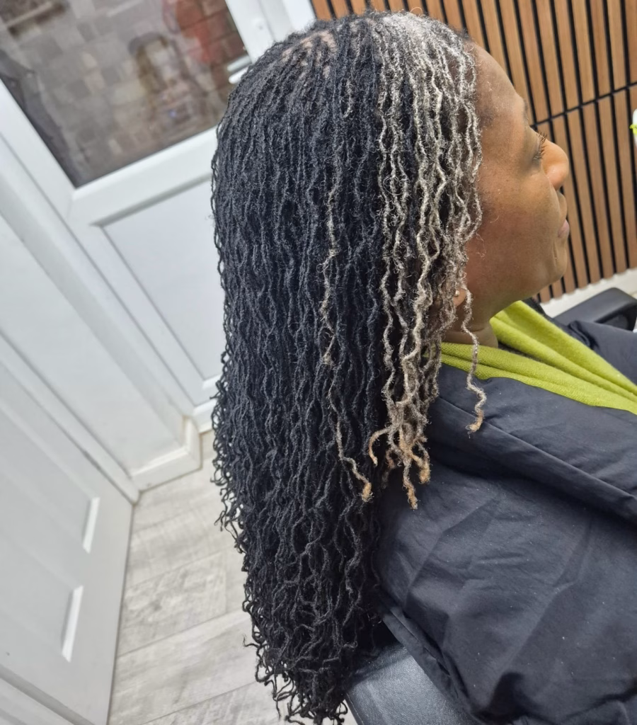 Framed Silver Front Stripe Sisterlocks