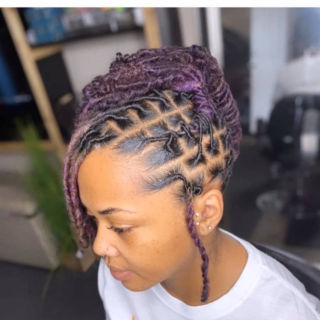 Deep Side Part with Slicked Locs