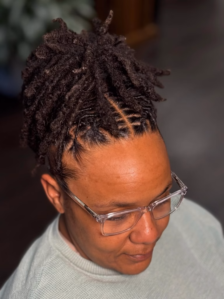 Gathered High Loc Puff with Diamond Part Base