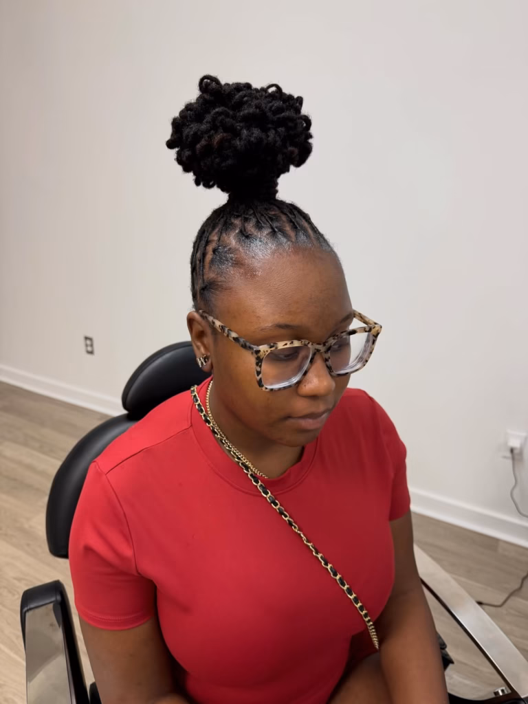 High Petal Bun With Flat-Laid Locs