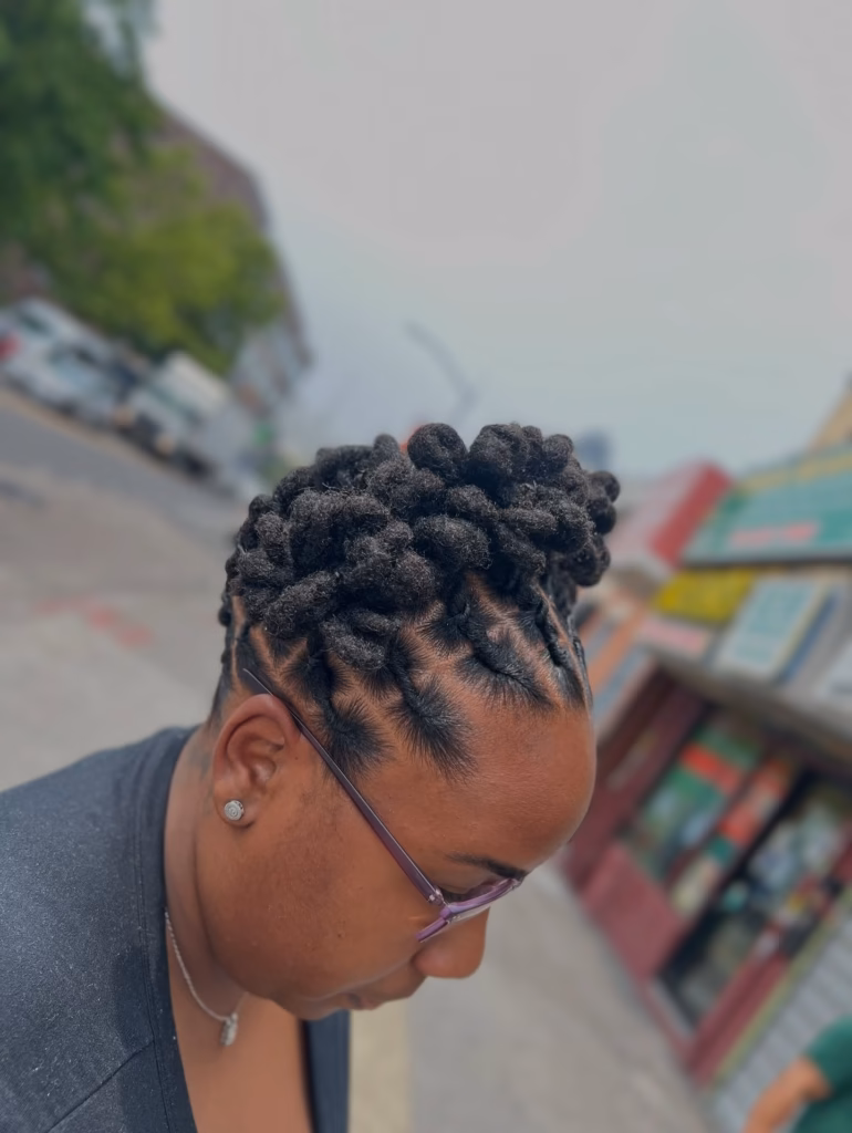 Loc Knot Updo with Flat Parts