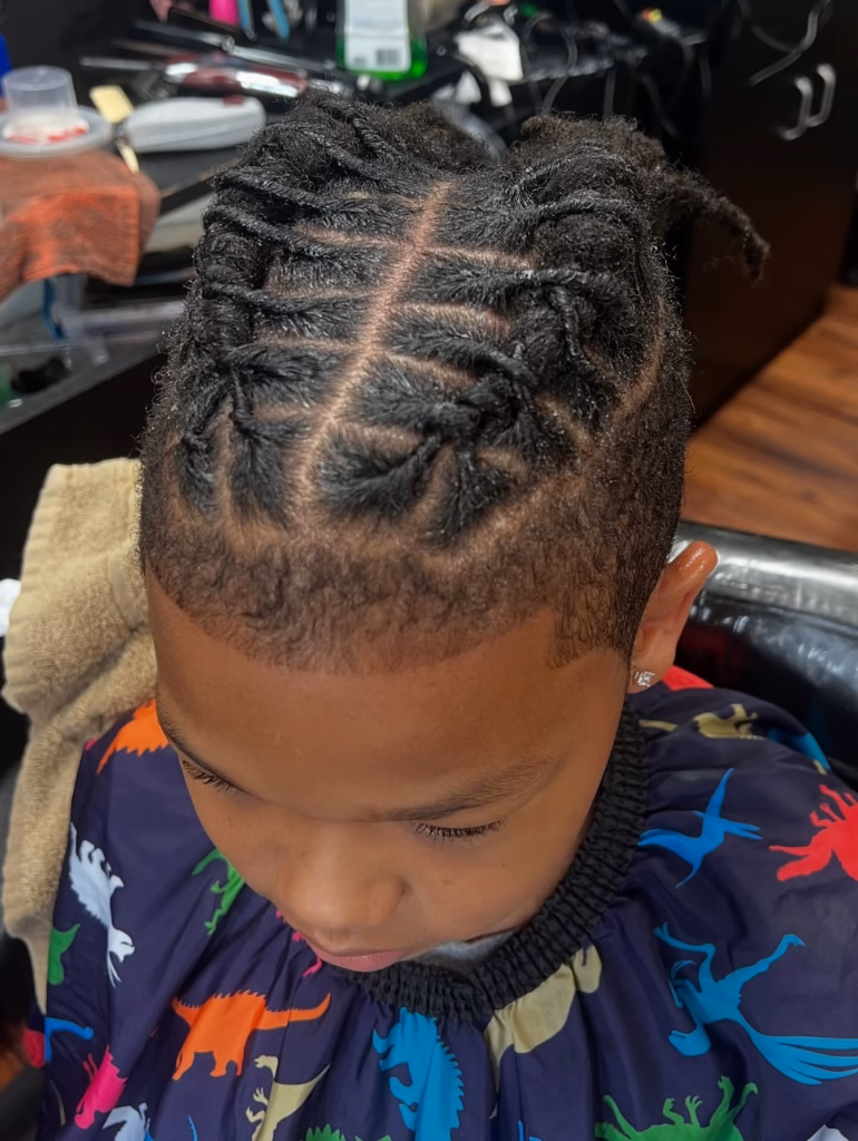 Short Starter Locs With Flat Twisted Crown Pattern