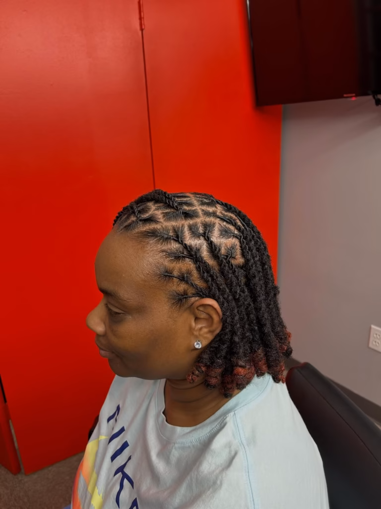 Bob-Length Locs with Diamond Parts and Red Tips