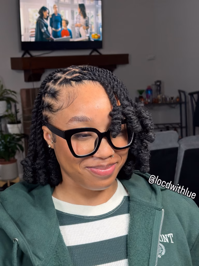 Bob Locs with Curly Face-Framing Piece