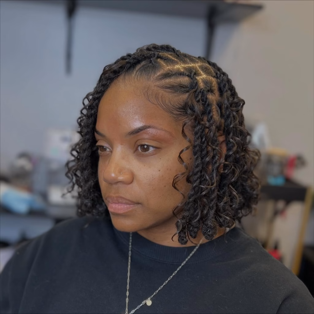 Bob Locs with Curly Spiral Ends