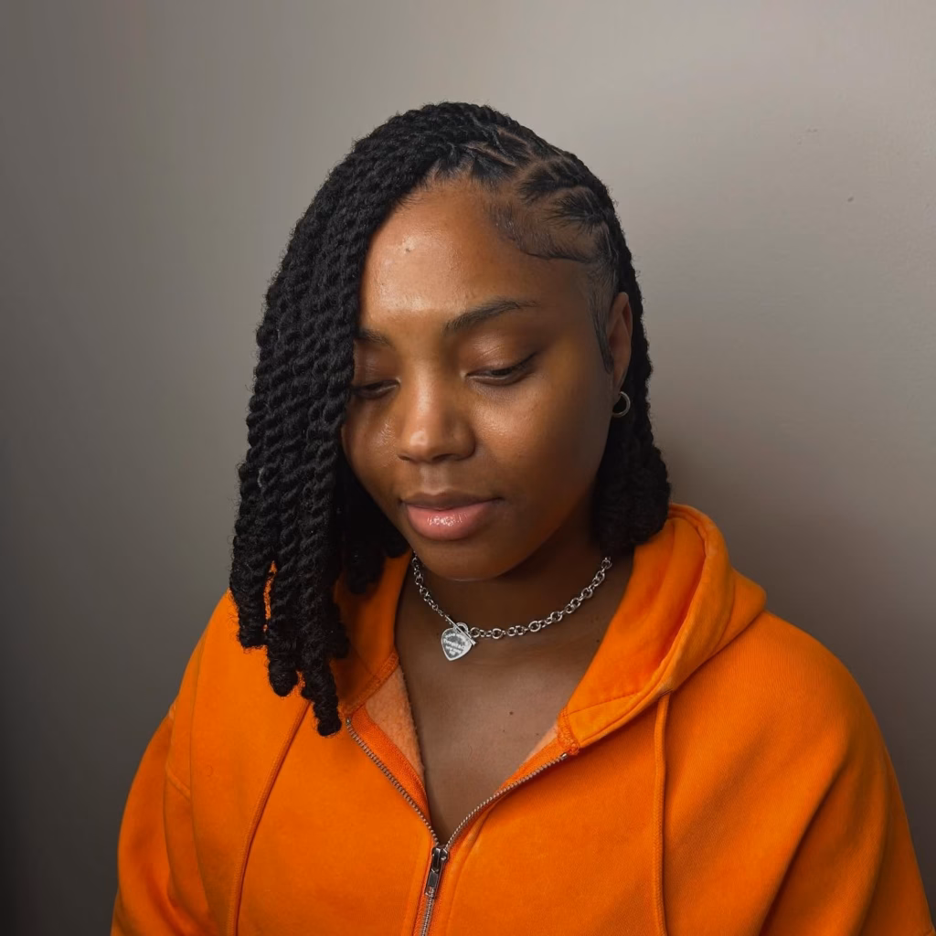 Bob Locs with Fresh Cornrow Rows