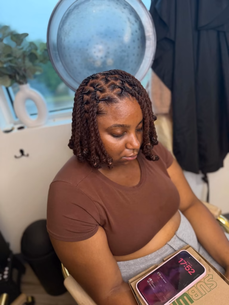 Bob Locs with Rich Chestnut Brown Color