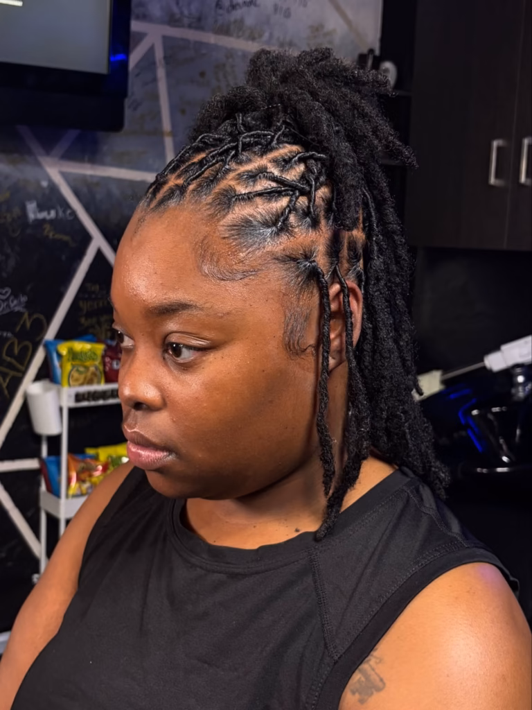 Diamond Parted Half Up with Frizzy Baby Loc Front