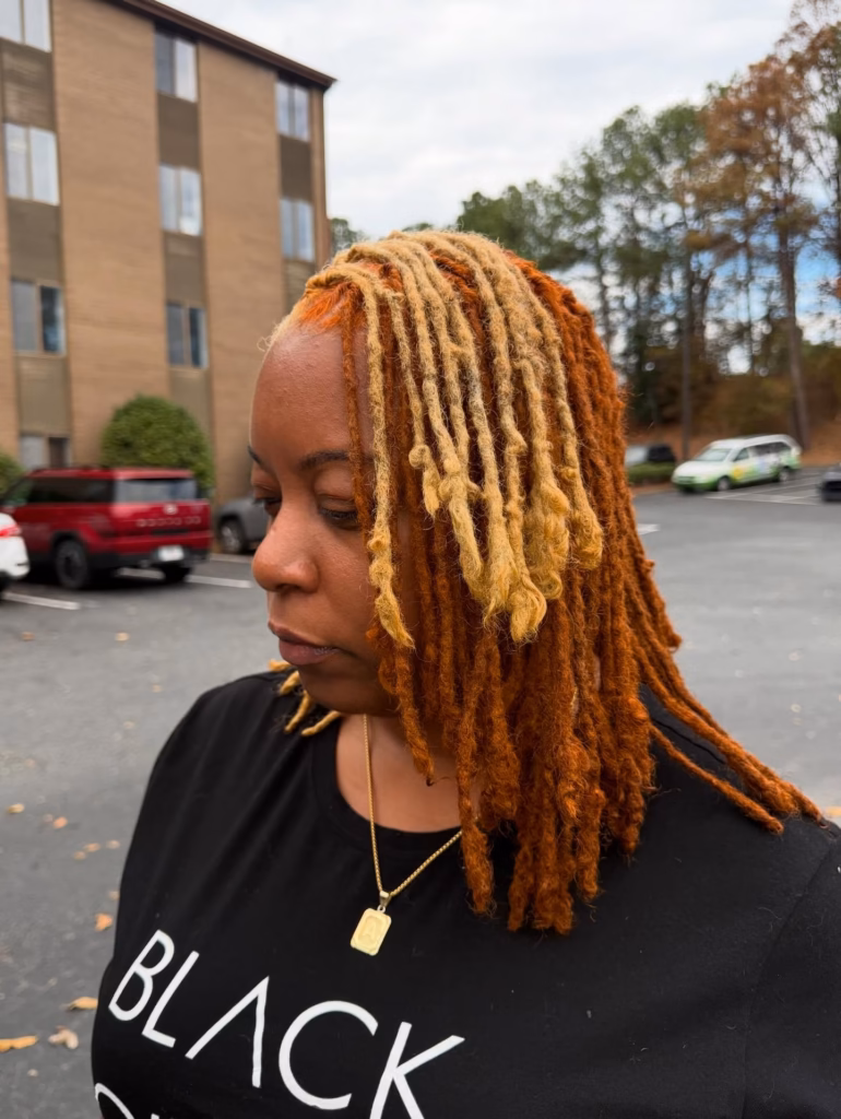 Golden Blonde Roots Fading into Copper Ends