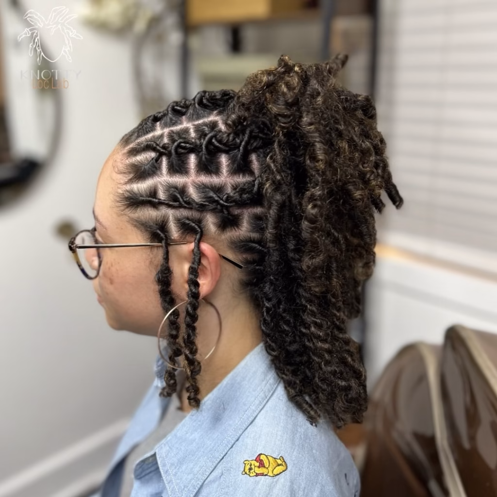 Grid Rows with Voluminous Curly Extensions