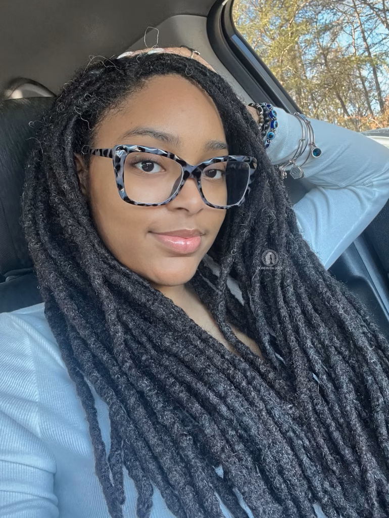 Long Locs with Salt-and-Pepper Gray Blend